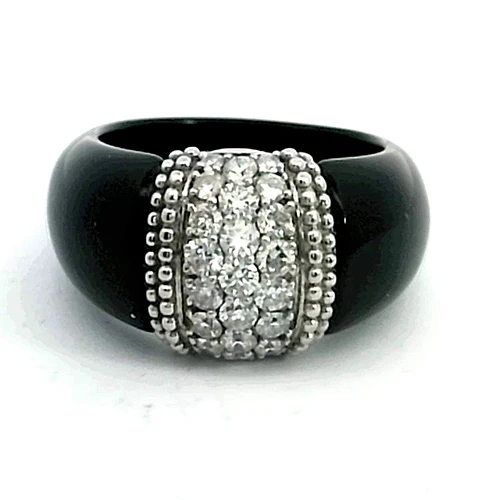 Onyx Ring With Platinum Settings