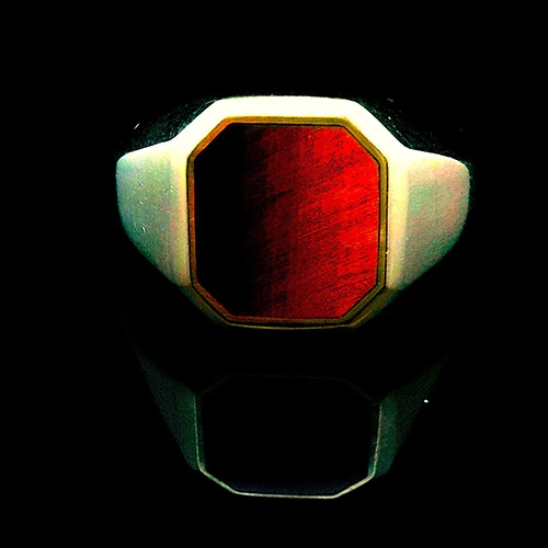 18K Man's Tiger's Eye Quartz Ring