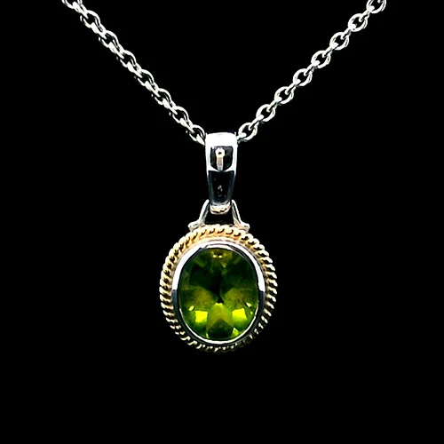 14K Two-Tone Peridot Pendant