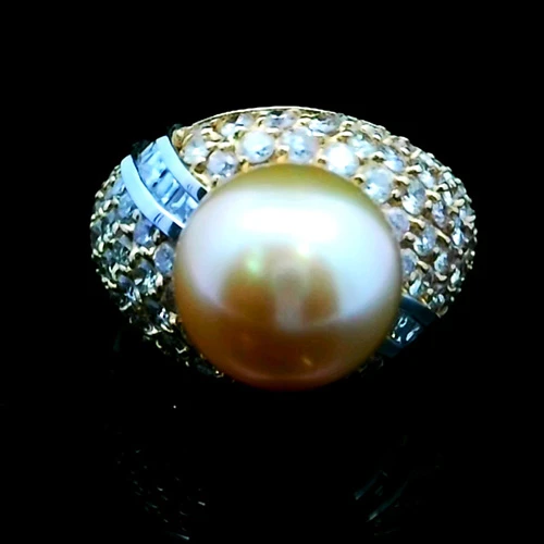 18K and Platinum South Sea Pearl and Diamond Ring