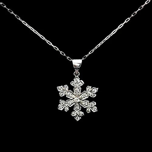 14K Snowflake Pendant & 18in Chain